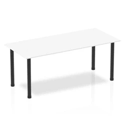 Image of Impulse 1800mm Straight Table White Top Black Post Leg