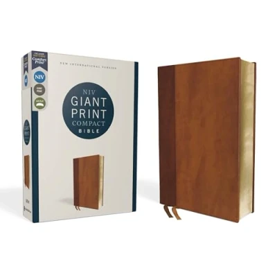 Image of Niv, Giant Print Compact Bible, Leathersoft, Brown, Red Letter Edition, Comfort