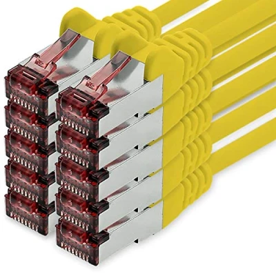 Image of Cat6 network cable 10 x 1m yellow Ethernet Lankabel Lan Sftp Pimf patch 1000 Mbit s