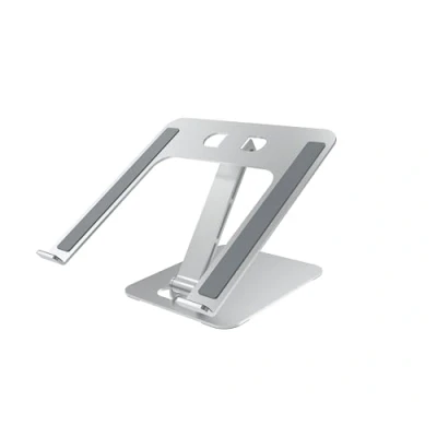 Image of groov e Laptop &amp; Tablet Stand Foldable Computer For Desks with Height and Angle Adjustment Non Slip Pads, Ergonomic Position Laptops, Tablets Devices Sized 10&quot; 17&quot; Silver