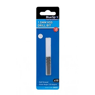 Image of 1.5mm HSS Drill Bit Set Half Ground 10 Pack