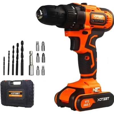 Image of Cordless Drill Set Screwdriver Combi Action Magnet Impact Power Tool 21V 45Nm Fast Charger 18+1 Torque Setting Quick Release Chuck 2 Speed