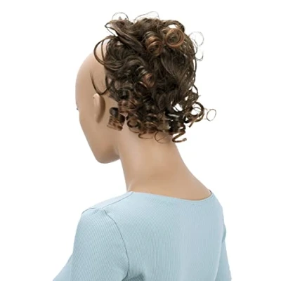 Image of CAISHA Hairpiece Scrunchy Updo Hairstyles Voluminous Curly Messy Bun Brown Mix G21L