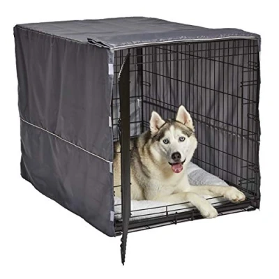 Image of New World Pet Products Midwest Dog Crate Cover, Privacy Cover Fits Crates, Machine Wash and Dry; Light Gray Designer Pattern; BCVR 42GY