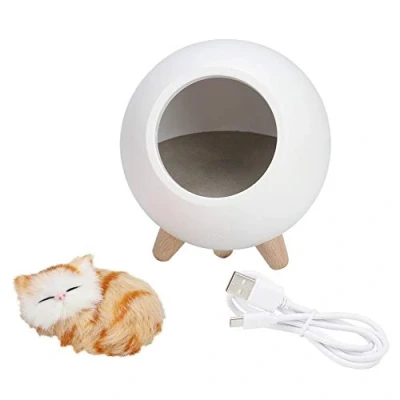 Image of TOPINCN Cute Cat Night Light Little Pet House Led Lamp Bedroom Lighting Atmosphere Home Office Room(White)