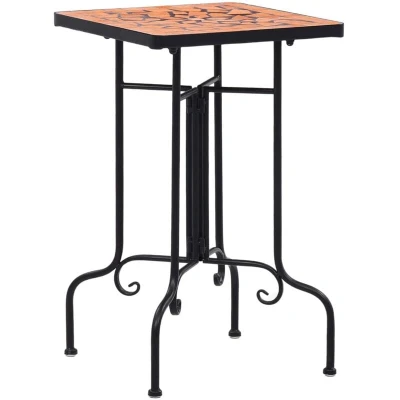 Image of vidaXL Outdoor Mosaic Side Table Terracotta Ceramic, Weatherproof, Multifunctional Stand, Easy to Clean, Quick Assembly Brown