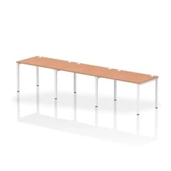 Image of Impulse Bench Single Row 3 Person 1200 White Frame Desk Beech