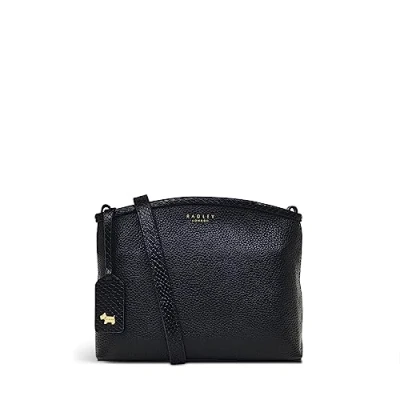 Image of RADLEY London Bridgewater Small Ziptop Crossbody Handbag for Women, Made from Black Grained Leather, Sunken Zip Fastened with Adjustable Cross Body Strap &amp; Multiple Pockets