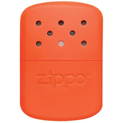 Image of Zippo 12 Hour Refillable Hand Warmer Flameless Heat &amp; Odorless For Cold Weather Lighter Fuel Rechargeable Durable Metal Build Blaze Orange Matte