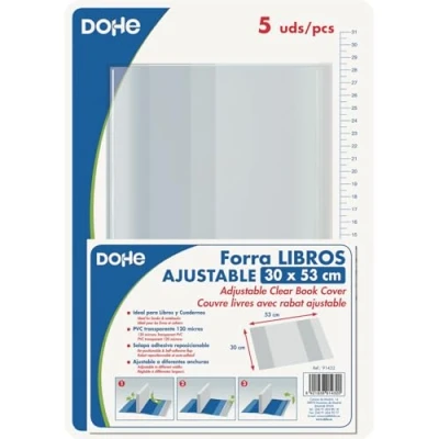 Image of DOHE 91432 Pack of 5 Protective Covers for Books and Notebooks, 53 x 30 cm