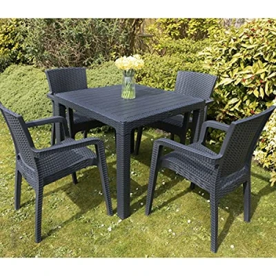 Image of Outdoor Patio Furniture Set 4 Chairs Table Garden Coffee Bistro Rattan Style