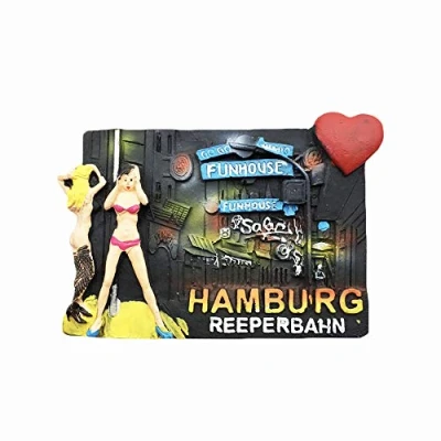 Image of Hamburg Germany 3D Reeperbahn Refrigerator Magnet Resin Travel Souvenirs,Handmade Home &amp; Kitchen Decoration Fridge Collection Gift