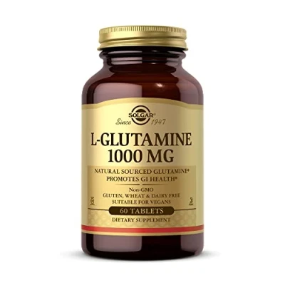 Image of Solgar L Glutamine 1000 mg Tablets Pack of 60 Supports Muscle Function For Active Lifestyles Great Addition to Whey Powder Vegan
