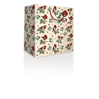 Image of Emma Bridgewater Little Robin Medium Gift Bag Christmas Accessory 615658 by Woodmansterne
