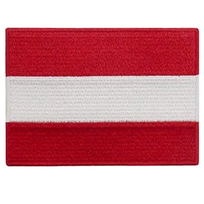 Image of Austria Flag Patch Embroidered Applique Austrian National Iron On Sew Emblem