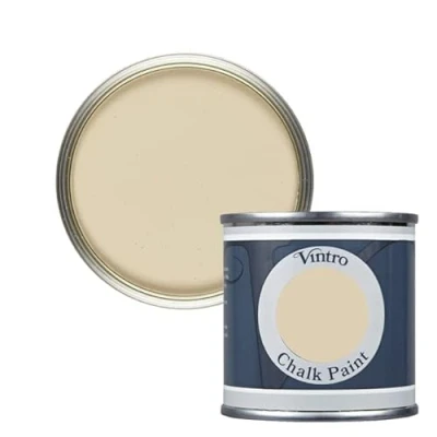 Image of Vintro Paint Dark Cream Chalk Furniture Shabby Chic Ultra Matt Finish 125ml (125ml, Old Lace Cream)