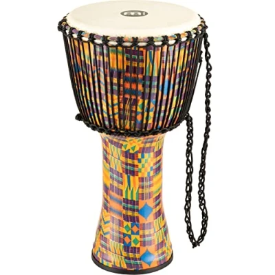 Image of Meinl Percussion Rope Travel Djembe Large Handdrum With Goat Head Diameter 12 Inches Plastic, Multicoloured (PADJ2 L G)