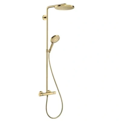 Image of Hansgrohe Raindance Select S Showerpipe 240 1Jet Powderrain With Thermostatic Shower Mixer, Polished Gold Optic, 27633990