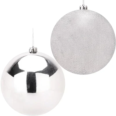 Image of Christmas Concepts® Pack Of 2 200mm Baubles Shiny &amp; Glitter Design Giant (Silver)