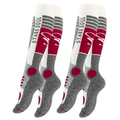 Image of STARK SOUL Women&#039;s Skisocken Socks, Wool White/Grey/red, 35 38