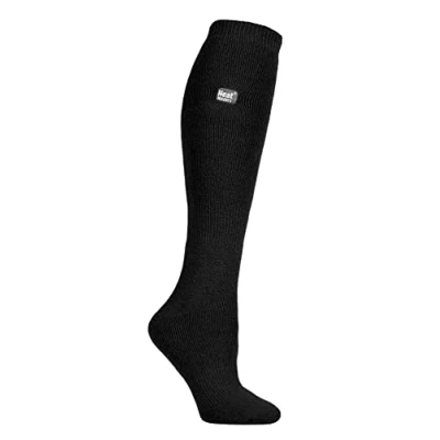 Image of HEAT HOLDERS Lite Ladies Thin Extra Long Knee High 1.6 TOG Patterned Winter Warm Thermal Socks (4 8 UK, Black)