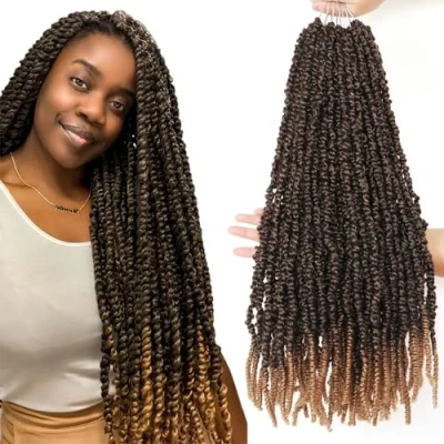 Image of 8Packs/Lot Pretwisted Passion Twist Crochet Hair Prelooped Curly Extensions for Black Women Wate Wave Braids (22 Inch (Pack of 8), 1B/27)