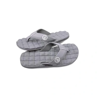 Image of Volcom Men&#039;s Recliner Sandal Flip Flop, Light Grey New, 7 UK
