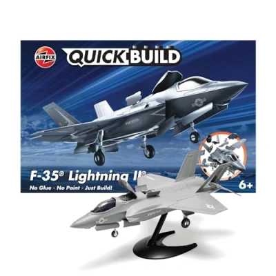 Image of Airfix QUICKBUILD Model Aircraft Kits J6040 F 35B Lightning II Building Kit for Kids 6+, Construction Plane Toys Boys Fighter Jet Planes &amp; Toy Aeroplane Sets, Enthusiast Gifts