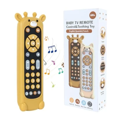 Image of Orzbow Baby TV Remote Toy, Educational Toddler Musical Toys with Different Sound Effects, Sensory for New Boy Girl Gift, Silicone Cover