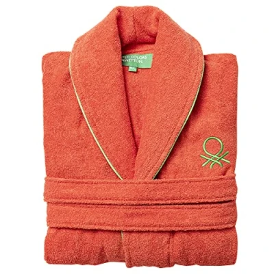 Image of United Colors of Benetton Unisex Luxury Towel Robe 100% Turkish Cotton Terry Towelling Bathrobe with Piping Soft &amp; Absorbent Men Women Dressing Gown 360GSM, L/XL, Red Rainbow