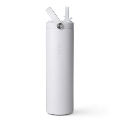 Image of VINSUN Stainless Steel Water Bottle with Straw 750ml White Double walled Insulated Flask, Leak proof, BPA free Drinks for Sport, Outdoor, Work
