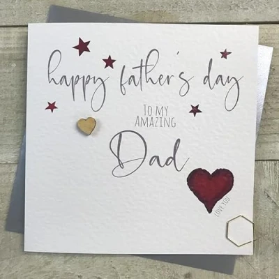 Image of White Cotton Cards AMAZING DAD RED STARS FATHERS DAY CARD HANDMADE (S D1)