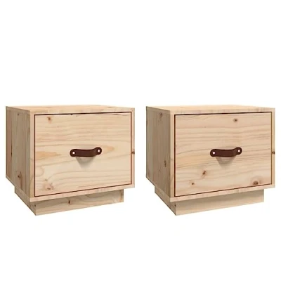 Image of vidaXL 2x Solid Wood Pine Bedside Cabinets Bedroom Wooden Table Telephone Stand End Nightstand Bed Drawer Cabinet with