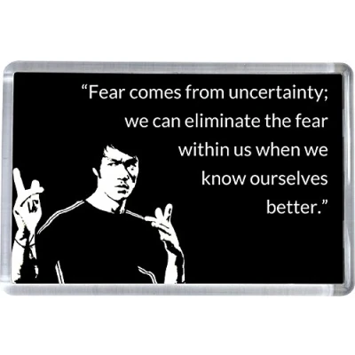 Image of Super Universe Bruce Lee Fear Quote Fridge Magnet 5 x 7.5 cm