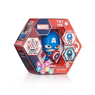 Image of WOW! PODS Avengers Collection Captain America Superhero Light Up Bobble Head Figure Official Marvel Collectable Toys &amp; Gifts