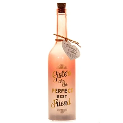 Image of Boxer Gifts &quot;Sisters are The Perfect Best Friend Light Up LED Starlight Bottle Gift for Sister, Soft Coral
