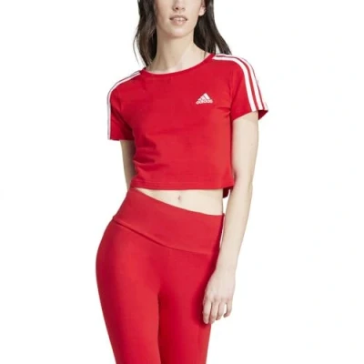 Image of adidas Sportswear Essentials 3STRIPES Print Tshirt, Women&#039;s, Size: Small, Better scarlet