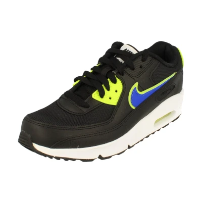 Image of NIKE Air Max 90 GS Running Trainers DA4670 Sneakers Shoes (UK 5.5 us 6Y EU 38.5, Black Racer Blue Volt 001)