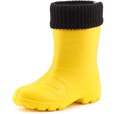 Image of Ladeheid Children&#039;s EVA Rubber Wellington Boots LA4845KIDS(Yellow1/Black, EU 32 = UK 13 Kids)