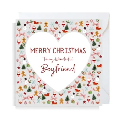 Image of Second Ave Heart Boyfriend Square Christmas Xmas Holiday Festive Greetings Card
