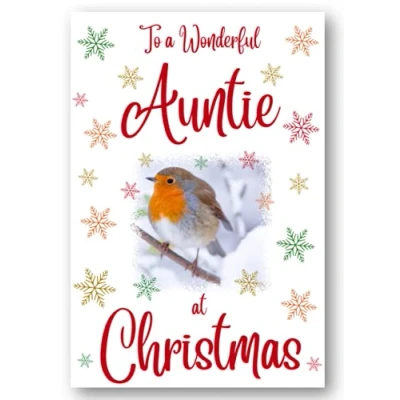 Image of Second Ave Auntie Christmas Robin Xmas Holiday Festive Greetings Card