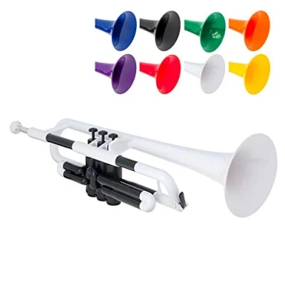 Image of pTrumpet Plastic Trumpet with 3C and 5C Mouthpiece Carry Bag Bb Student White