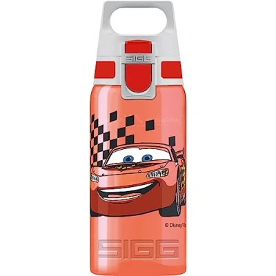 Image of SIGG Kids Water Bottle Viva One Disney Cars Suitable For Carbonated Beverages Leakproof Dishwasher Safe BPA Free Sports &amp; Bike Red 0.5L