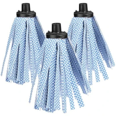 Image of com four® 3x mop replacement head with synthetic strips, classic absorbent wringing