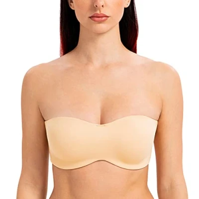 Image of MELENECA Women&#039;s Strapless Minimizer Multiway for Large Bust Unlined Seemless Underwire Bandeau Bra Sunkiss 36C