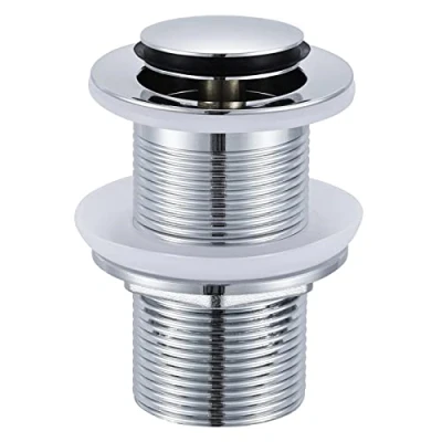Image of Peppermint Basin Waste Unslotted Sink Pop Up Click Clack Plug Without Overflow for Bathroom Sink, Brass Sprung Waste, Chrome