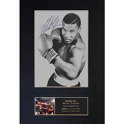 Image of MIKE TYSON Signed Autograph Mounted Photo Reproduction Print A4 Rare (297 x 210mm) #51 (Mount &amp; (Not Framed))