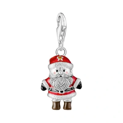 Image of Thomas Sabo Women Silver Santa Claus Charm Pendant Recycled 925 Silver, Blackened, Cold Enamel 2196 691 7