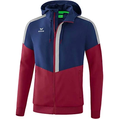Image of Erima Squad Track Top Jacket with Hood New Navy/Bordeaux/Silver Grey, Large