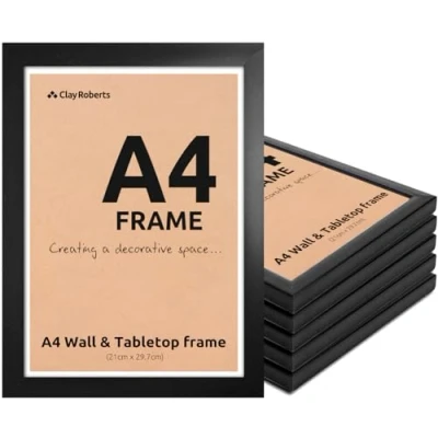 Image of Clay Roberts A4 Frame, Photo Black A4, Pack of 6, Picture Certificate Art Print Poster 21cm x 29.7cm Frames, Frame Frames